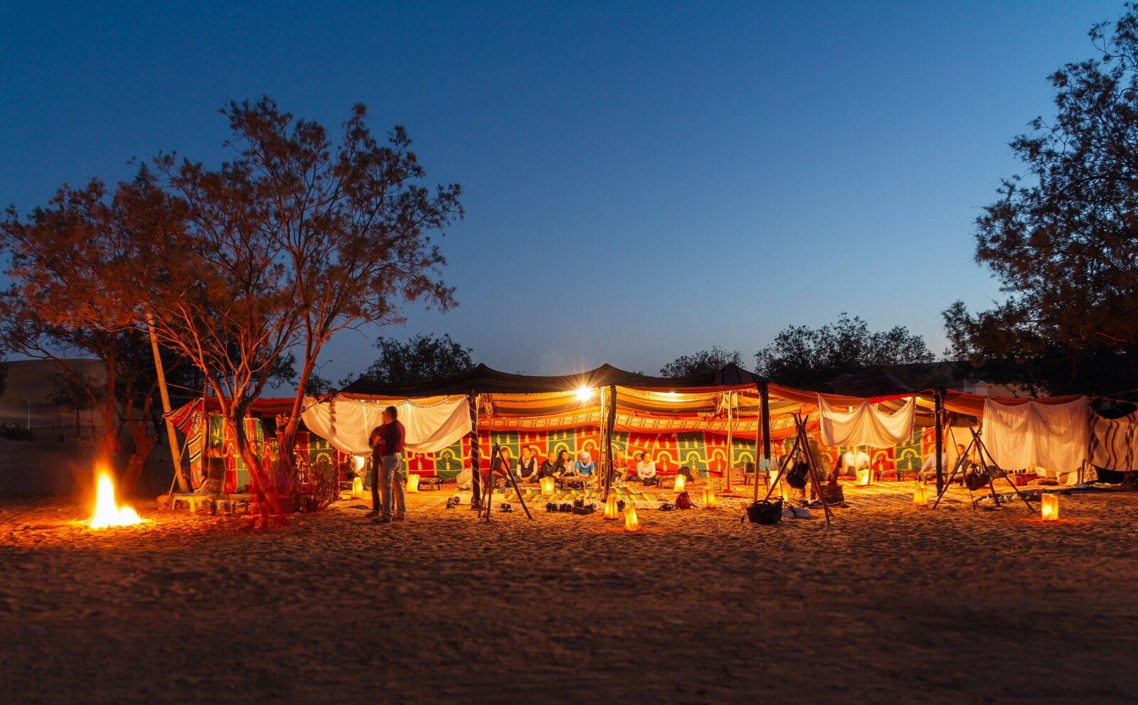Desert camp at night
